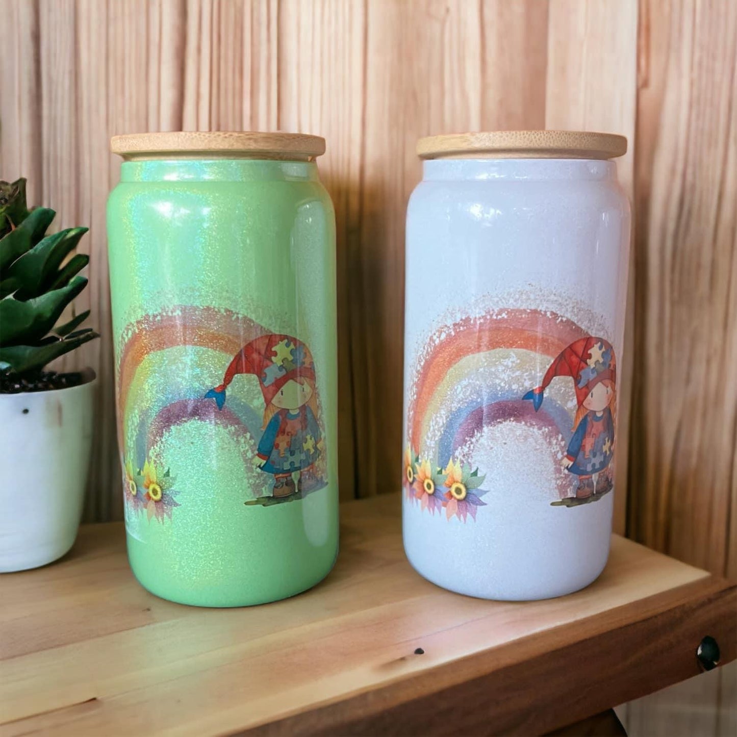 Autism Gnome - Glass Libby Can