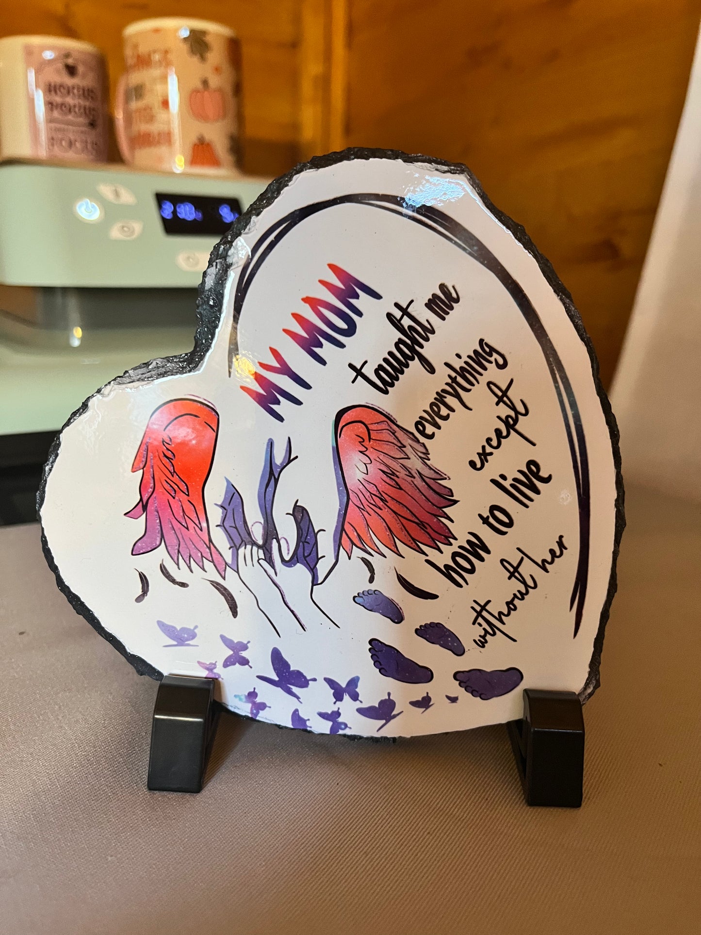 Mum memorial heart slate