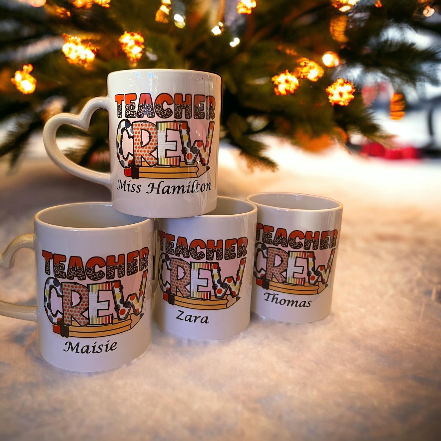 Teacher Crew 11oz Mugs with Heart Shaped Handles