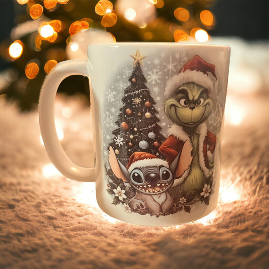 Grinch and Stitch Christmas 11oz Mug